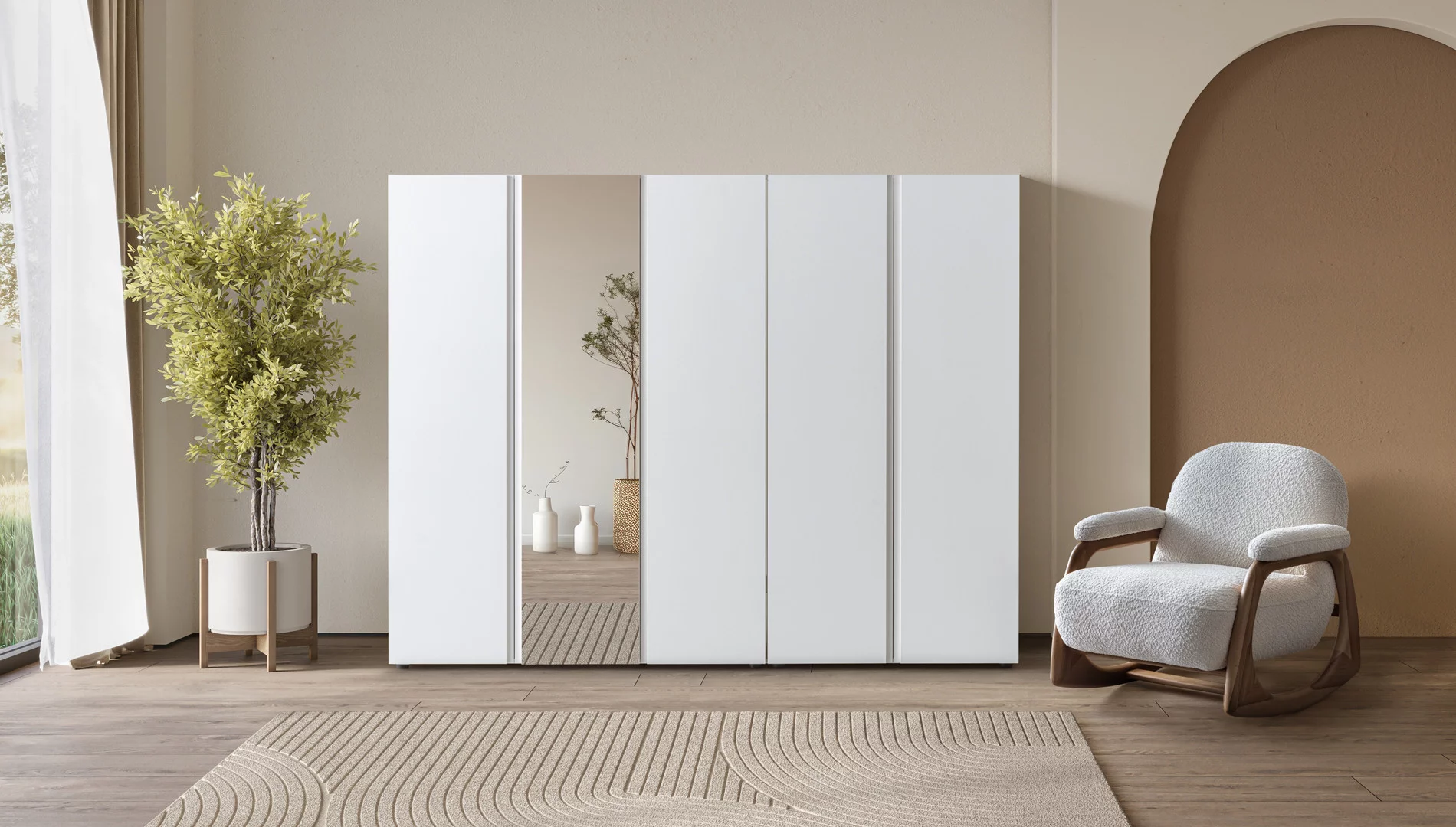 Bonn Cream 5 Kapılı dolap